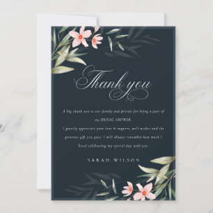 Tarjeta De Agradecimiento Despedida de soltera floral con vegetación de colo