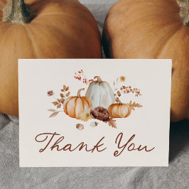 Tarjeta De Agradecimiento Despedida de soltera Floral de Calabaza Rústica