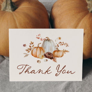 Tarjeta De Agradecimiento Despedida de soltera Floral de Calabaza Rústica