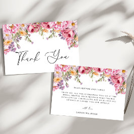 Tarjeta De Agradecimiento Despedida de Soltera Floral de Peonías Rosadas Mod