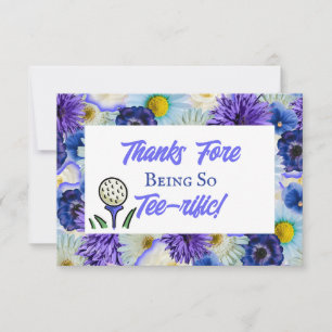 Tarjeta De Agradecimiento Despedida de Soltera Golf Azul Floral Último Swing