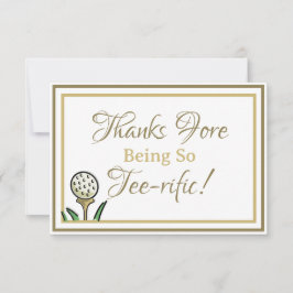 Tarjeta De Agradecimiento Despedida de Soltera Golf Gold y Blanco