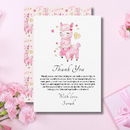 Tarjeta De Agradecimiento Despedida de Soltera Llama Rosa Acuarela