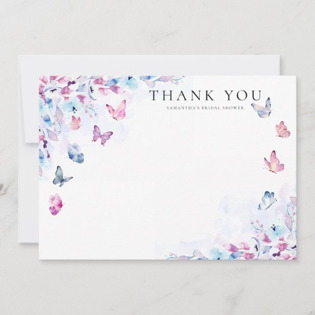 Tarjeta De Agradecimiento Despedida de Soltera Me Da Mariposas (Anverso)