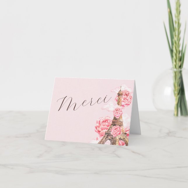Tarjeta De Agradecimiento Despedida de soltera Merci Rosa París (Anverso)