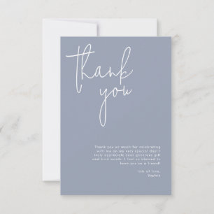 Tarjeta De Agradecimiento Despedida de Soltera Minimalista Azul Polvo