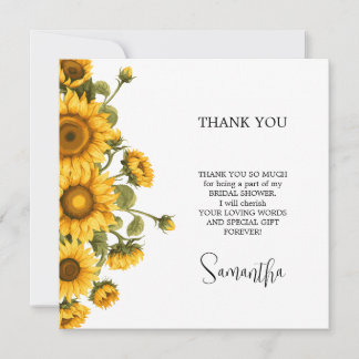 Tarjeta De Agradecimiento Despedida de soltera minimalista de girasoles bril