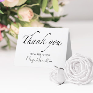 Tarjeta De Agradecimiento Despedida de Soltera Minimalista en Blanco y Negro