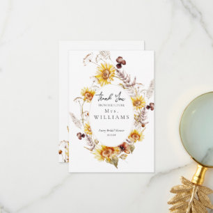 Tarjeta De Agradecimiento Despedida de soltera moderna boho girasol flores s