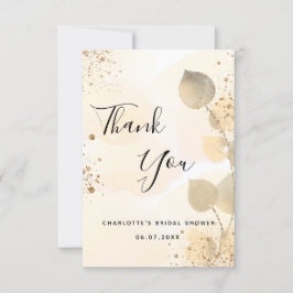 Tarjeta De Agradecimiento Despedida de soltera moderna con eucalipto dorado 