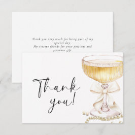 Tarjeta De Agradecimiento Despedida de soltera Perlas y Prosecco