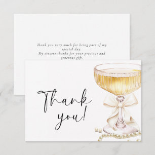 Tarjeta De Agradecimiento Despedida de soltera Perlas y Prosecco