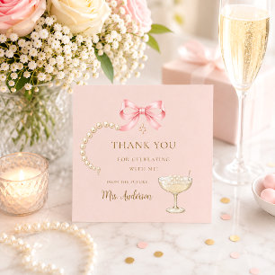 Tarjeta De Agradecimiento Despedida de Soltera Perlas y Prosecco