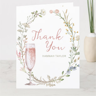 Tarjeta De Agradecimiento Despedida de soltera Petals and Prosecco con flore