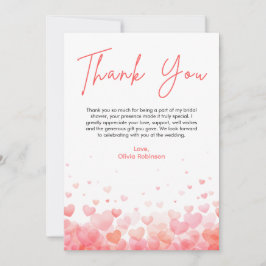 Tarjeta De Agradecimiento Despedida de soltera Pink & Red Love is in the Air