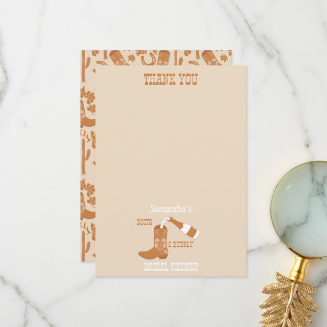 Tarjeta De Agradecimiento Despedida de Soltera Rústica Country del Oeste con (Anverso/Reverso In Situ)