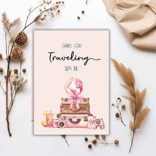 Tarjeta De Agradecimiento Despedida de Soltera Viajera de Rosa Rubor Elegant