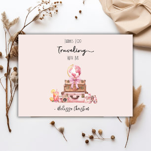 Tarjeta De Agradecimiento Despedida de Soltera Viajera de Rosa Rubor Elegant