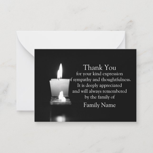 Tarjeta de agradecimiento después del funeral con  (Anverso)