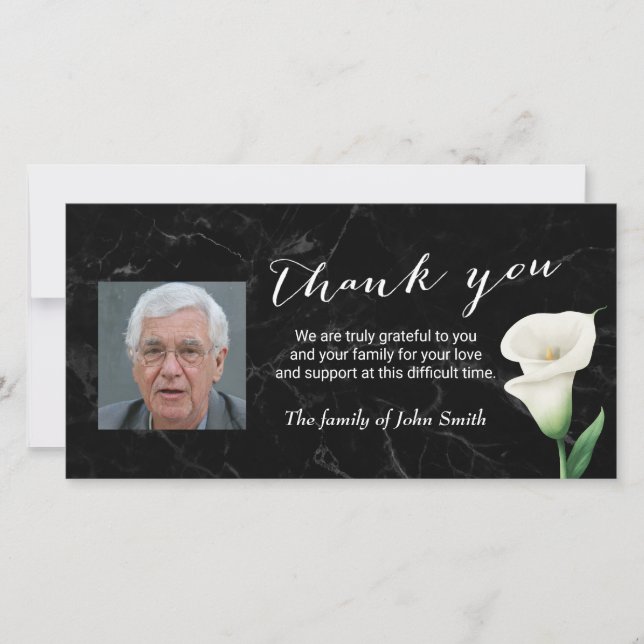 Tarjeta De Agradecimiento Después del funeral, Floral Memorial. (Anverso)