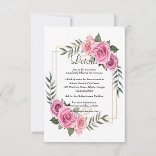 Tarjeta De Agradecimiento Detalles de Boda de Rosa Rosa Geométrica Elegante