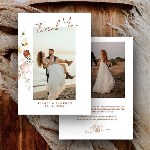 Tarjeta De Agradecimiento Detalles de la flor de flores silvestres del Boho 