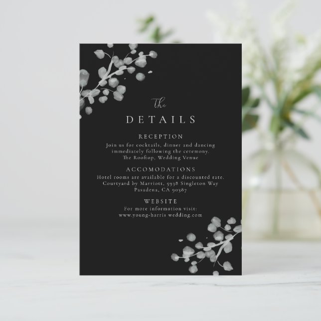 Tarjeta De Agradecimiento Detalles de la laca negra (Anverso de pie)