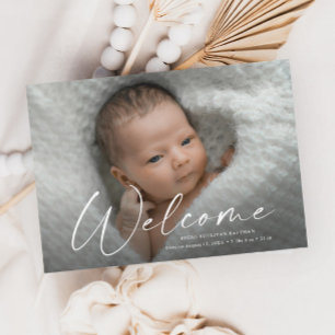 Tarjeta De Agradecimiento Detalles de nacimiento de foto de bienvenida de be