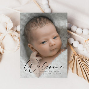 Tarjeta De Agradecimiento Detalles de nacimiento de la foto de bienvenida al