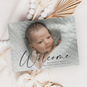 Tarjeta De Agradecimiento Detalles de nacimiento de la foto de bienvenida al