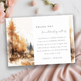 Tarjeta De Agradecimiento Detalles del Boda del paisaje de acuarela otoño en