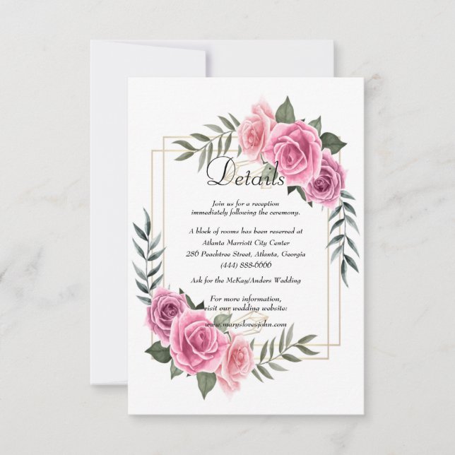 Tarjeta De Agradecimiento Detalles elegantes del Boda de rosa rosado geométr (Anverso)