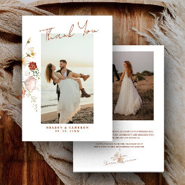 Tarjeta De Agradecimiento Detalles Florales de Flor Silvestre Boho Rústico