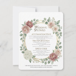 Tarjeta De Agradecimiento Detalles Florales Geométricos de Rosa Polvorienta