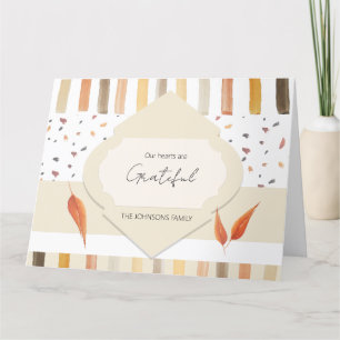 Tarjeta De Agradecimiento Día de Acción de Gracias Acuarela Otoño Hojas Pasa