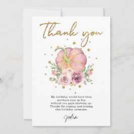 Tarjeta De Agradecimiento Día de Acción de Gracias Calabaza de Cumpleaños Ro