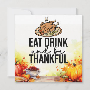 Tarjeta De Agradecimiento Día de Acción de Gracias con pavo