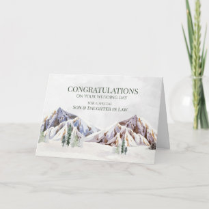 Tarjeta De Agradecimiento Día de boda de montaña rústica hijo yerno nuera