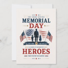 Tarjeta De Agradecimiento Día de Conmemoración Patriótica Honrar a los Héroe