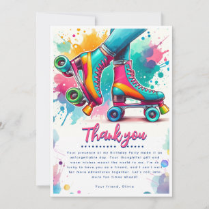 Tarjeta De Agradecimiento Día de cumpleaños del Patinaje Retro Roller