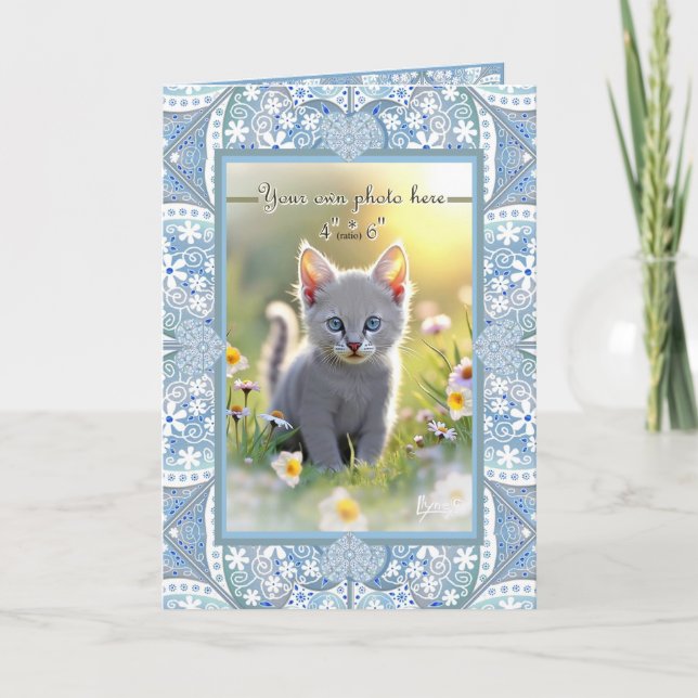 Tarjeta De Agradecimiento Día de la madre de Cerámica Lace Light Blue (Anverso)