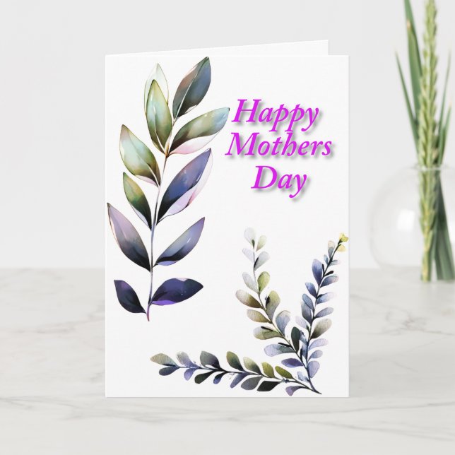 Tarjeta De Agradecimiento Día de la Madre de hojas y plantas (Anverso)
