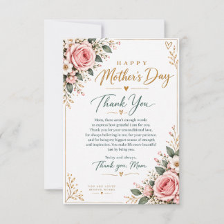 Tarjeta De Agradecimiento Día de la Madre - día de mamá - día de mami - feli