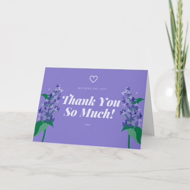 Tarjeta De Agradecimiento Día de la Madre, Hija, Lilacs en una caja (Anverso)