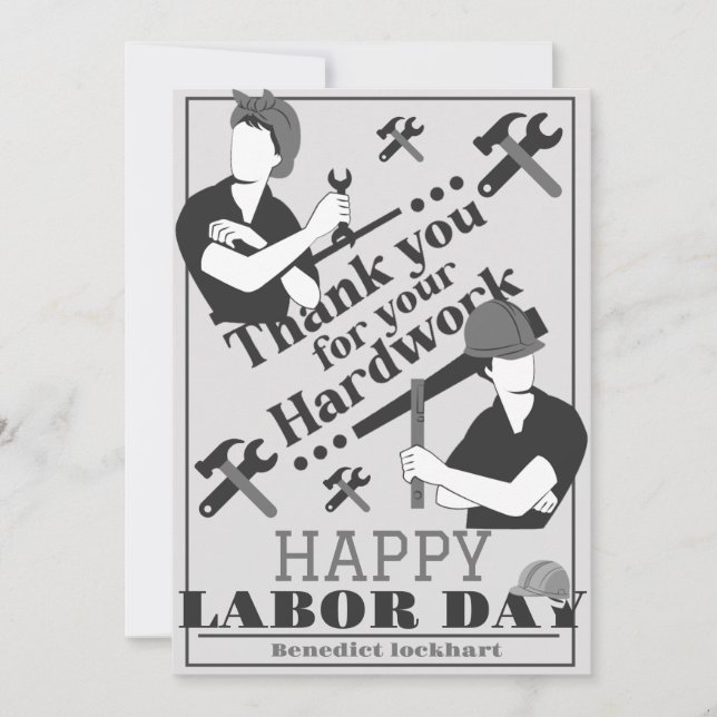 Tarjeta De Agradecimiento Día de la Unidad de Trabajadores Solidarios con ba (Anverso)