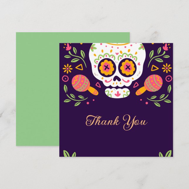 Tarjeta De Agradecimiento Dia De Los Muertos (Anverso / Reverso)