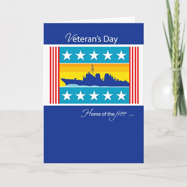 Tarjeta De Agradecimiento Día de los Veteranos, barco de la Marina (Anverso)