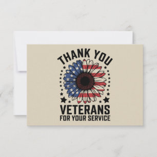 Tarjeta De Agradecimiento Día de los Veteranos Militares de Sunflower Gracia