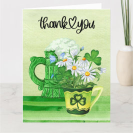 Tarjeta De Agradecimiento Día de San Patricio con shamrock y flores