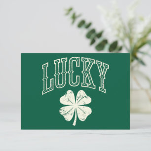Tarjeta De Agradecimiento Día de San Patricio del trébol de la suerte vintag
